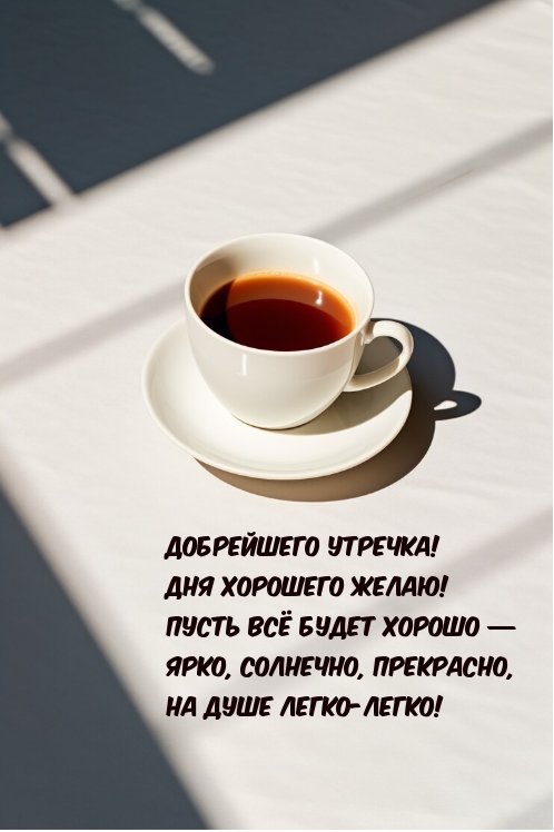 Добрейшего утречка! Дня хорошего желаю! Пусть всё будет хорошо 