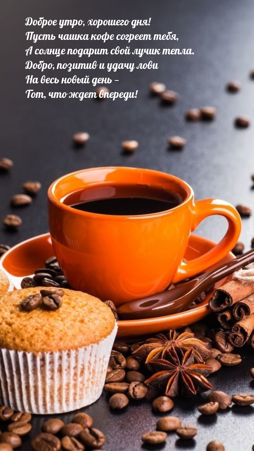 Доброе утро, хорошего дня! Пусть чашка кофе согреет тебя