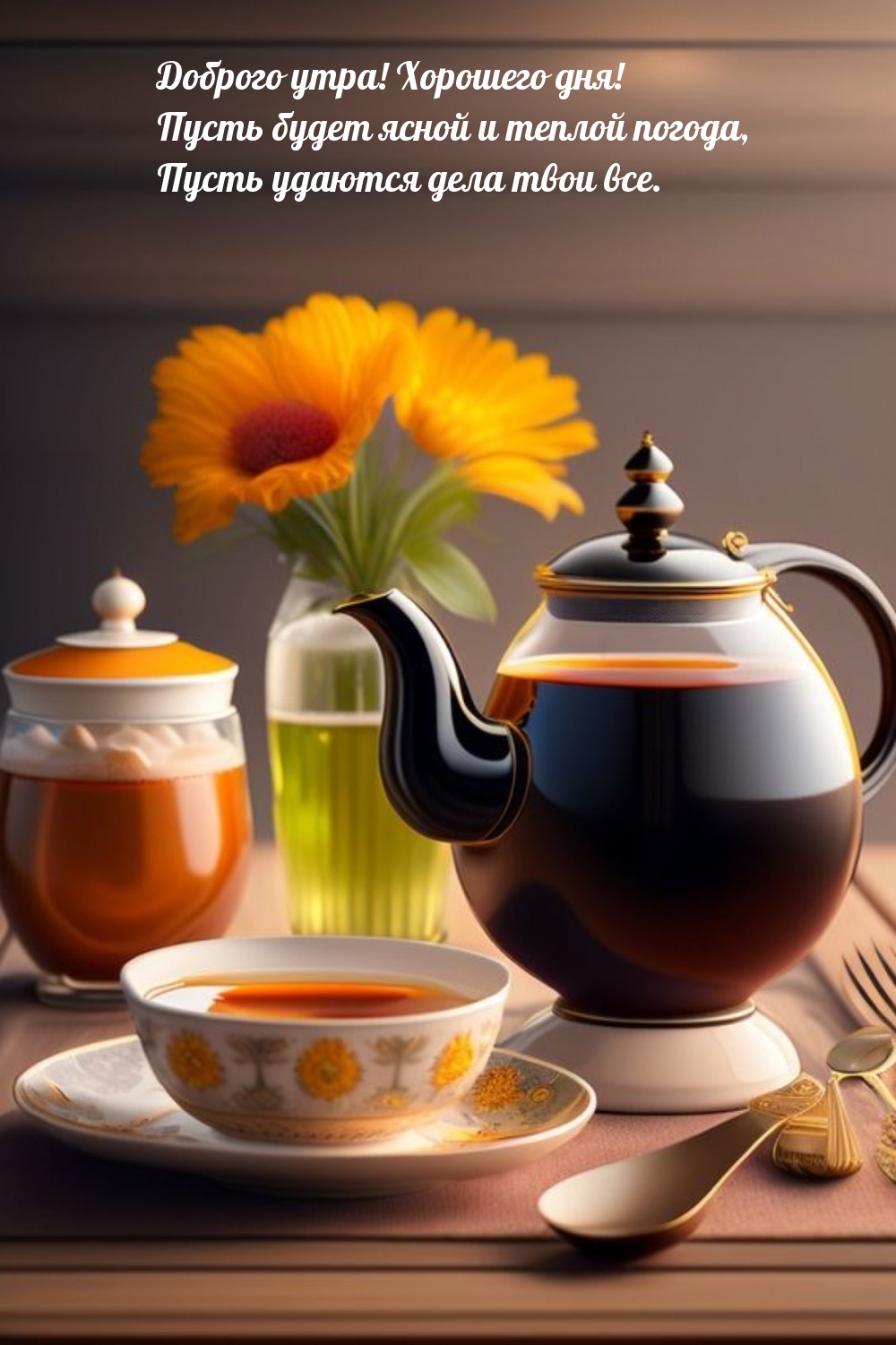 Доброго утра! Хорошего дня! Пусть будет ясной и теплой погода