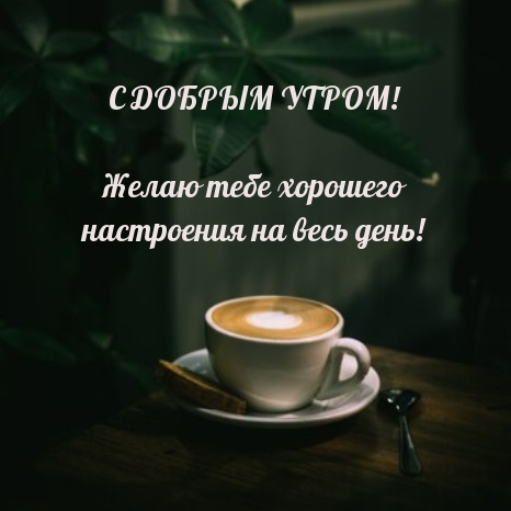 С добрым утром! Желаю тебе хорошего настроения на весь день!