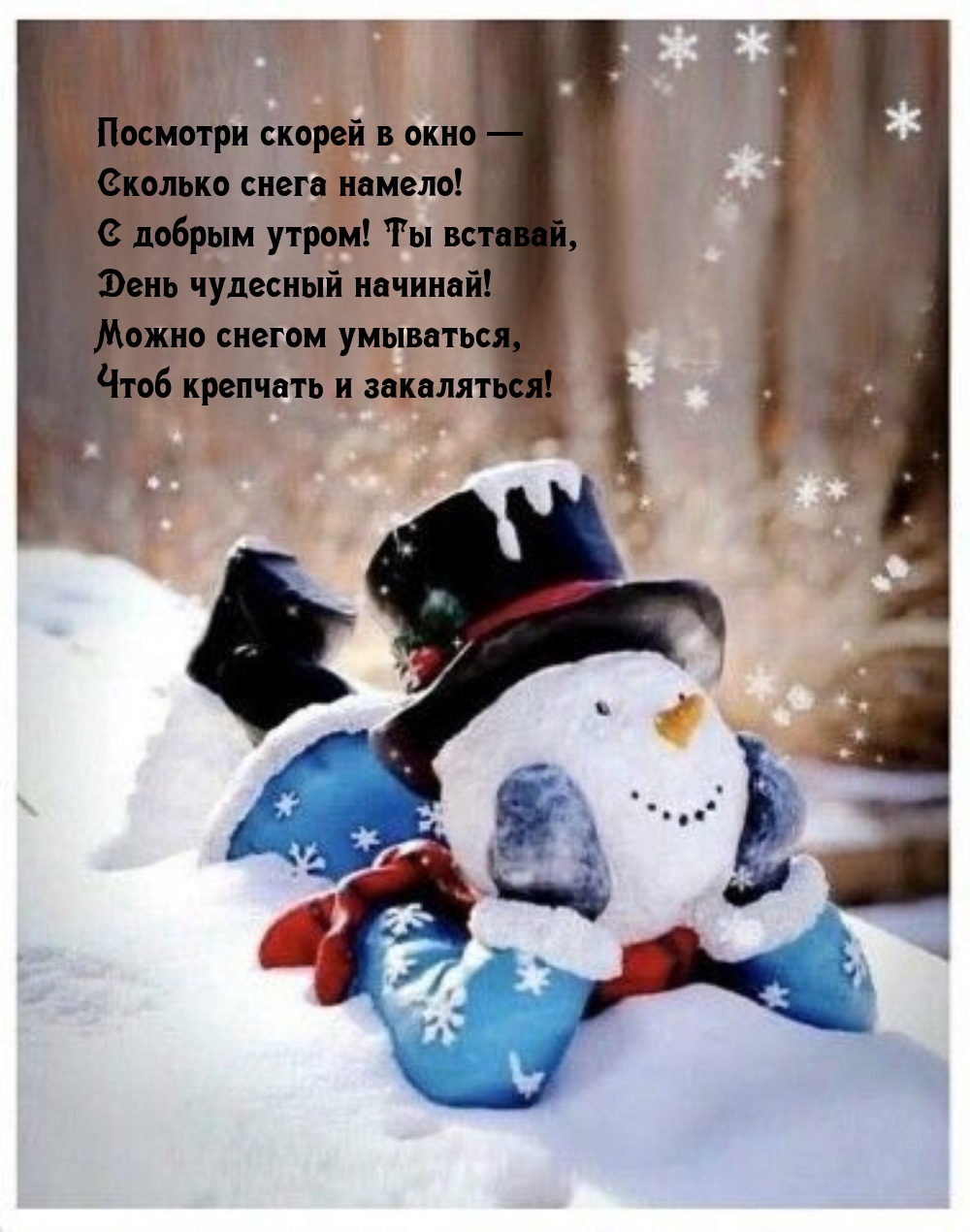 Посмотри скорей в окно — сколько снега намело! С добрым утром!