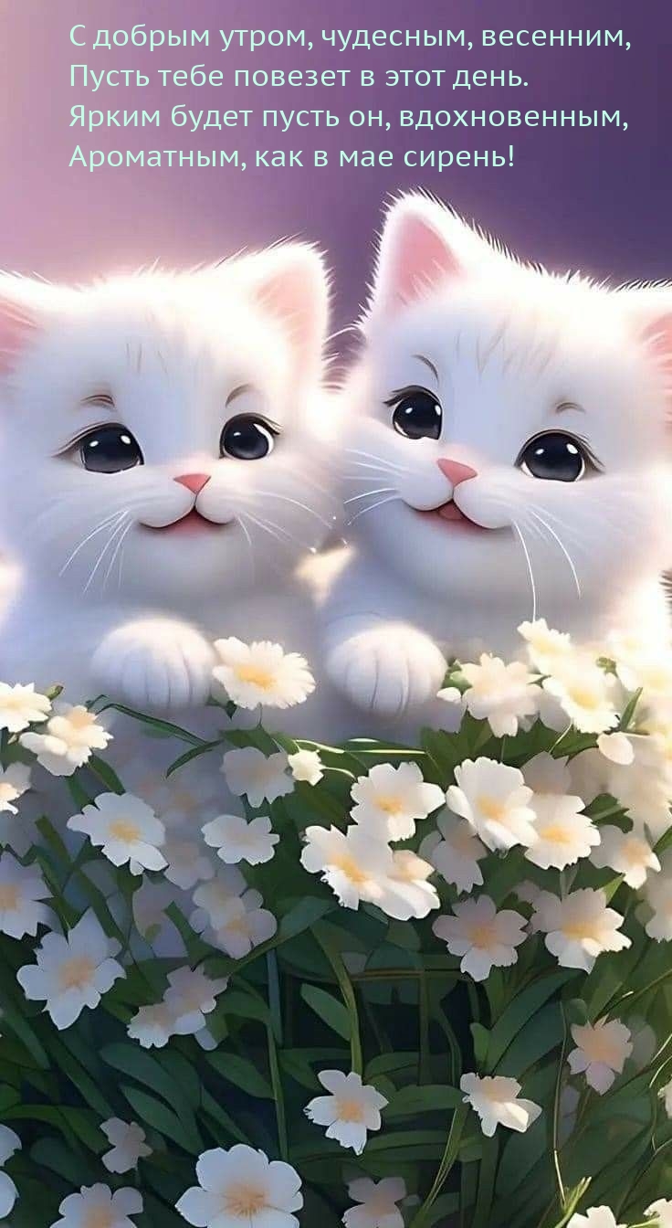 С добрым утром, чудесным, весенним, пусть тебе повезет в этот день.
