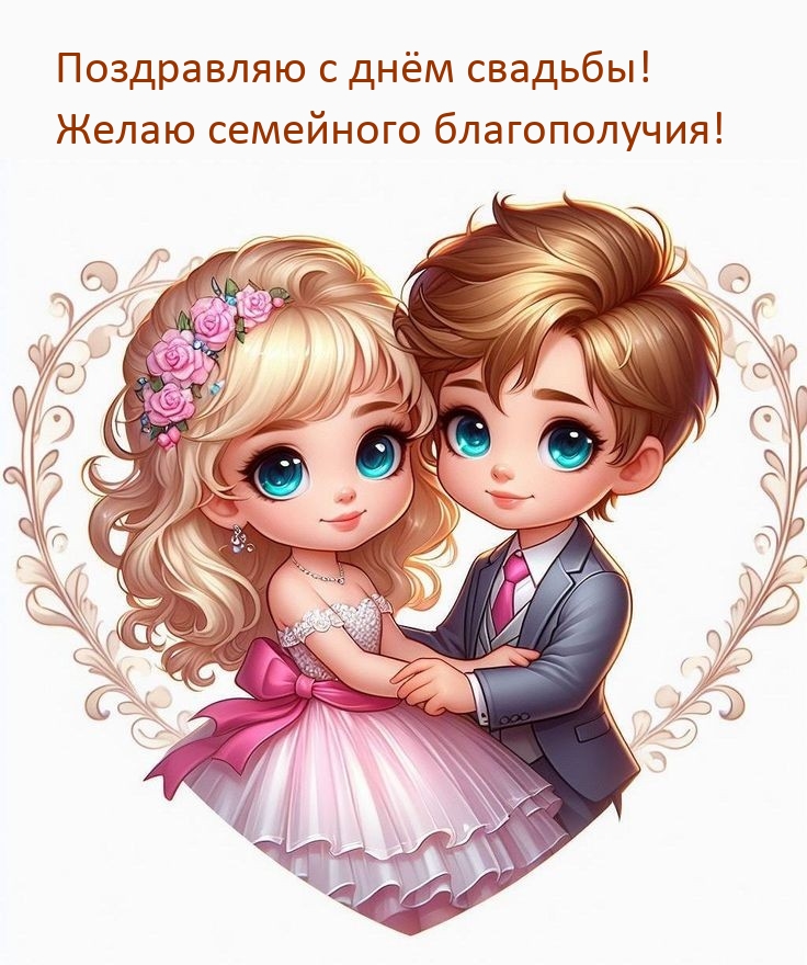 Поздравляю с днём свадьбы! Желаю семейного благополучия!
