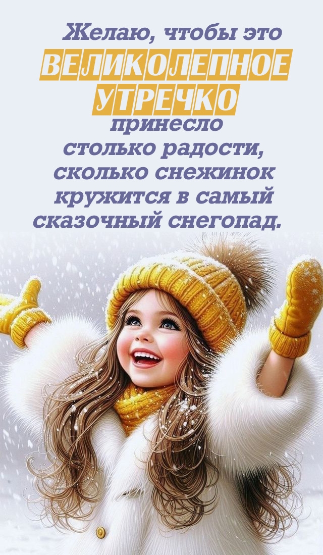 Желаю, чтобы это утро принесло столько радости, сколько снежинок кружится